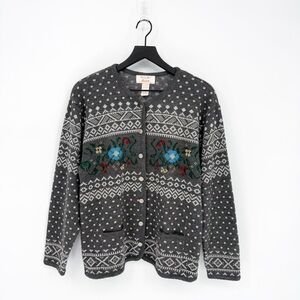Vintage Tally Ho Fair Isle Nordic Button Front Cardigan Large